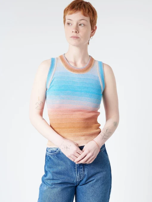 Outlet - Striped Tank Top in (Blue, Pink, and Tan Gradient) Women Tops & Blouses | Knitwear