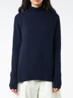 Clearance - Turtleneck Sweater in Navy Women Tops & Blouses | Knitwear