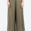 Clearance - Wide Cropped Trousers in Militare Women Pants