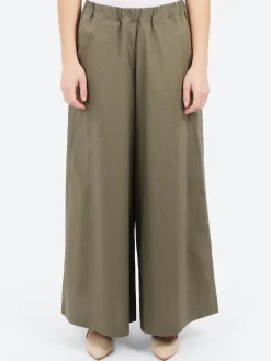 Clearance - Wide Cropped Trousers in Militare Women Pants