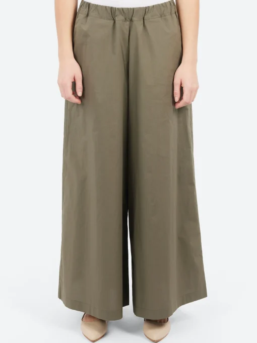Clearance - Wide Cropped Trousers in Militare Women Pants