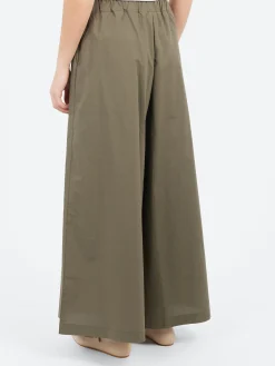 Clearance - Wide Cropped Trousers in Militare Women Pants