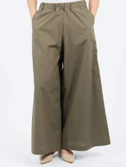 Clearance - Wide Cropped Trousers in Militare Women Pants