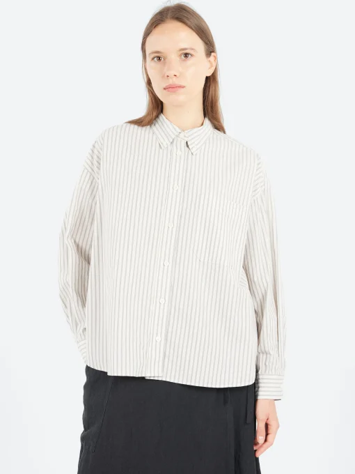 Hot - Boyfriend Shirt in Ivory Stripe Women Tops & Blouses | Button-Ups