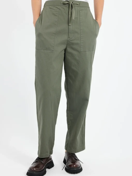 Online - Cotton Herringbone Soft Tapered Pants in Women Pants