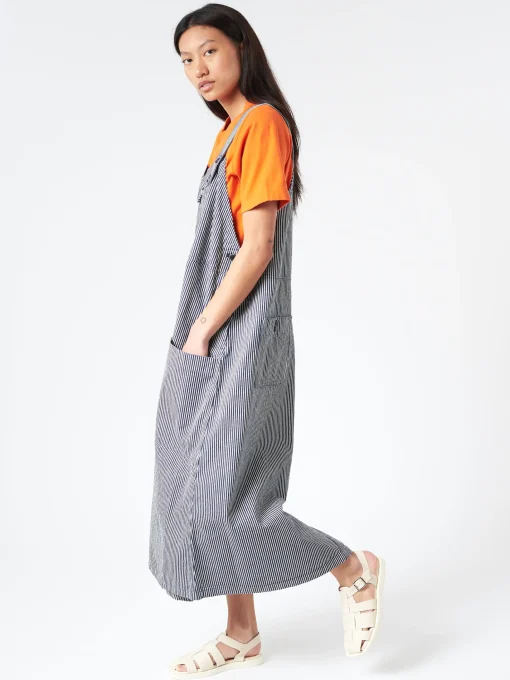 Fashion - Denim Ranch Dress in Hickory Stripe Women Dresses | Denim