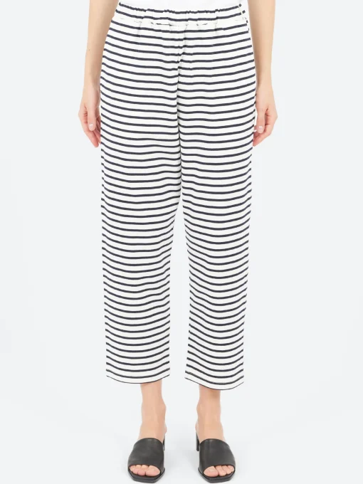 Fashion - Stripe Pants in White and Navy Women Pants