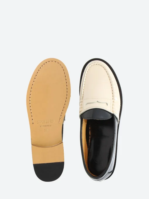 Online - Miami Two-Tone Loafer in Butter and Licorice Women Shoes | Overalls & Jumpsuits