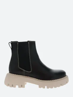 New - Posey Chelsea Boot Leather in Black and Beige Women Overalls & Jumpsuits | Boots