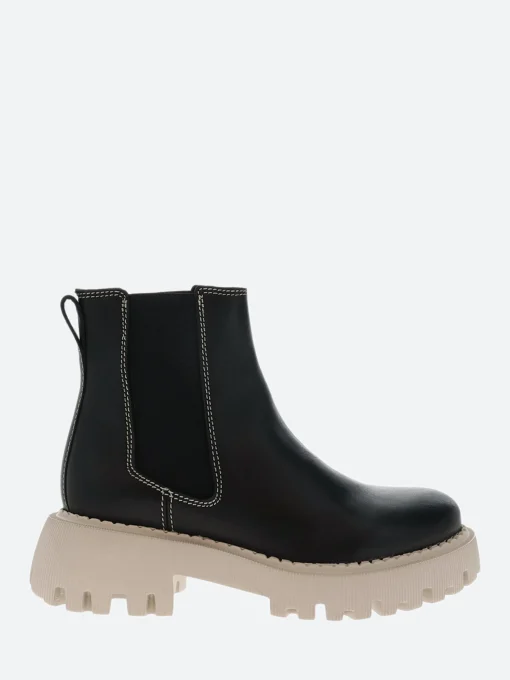 New - Posey Chelsea Boot Leather in Black and Beige Women Overalls & Jumpsuits | Boots
