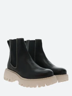 New - Posey Chelsea Boot Leather in Black and Beige Women Overalls & Jumpsuits | Boots