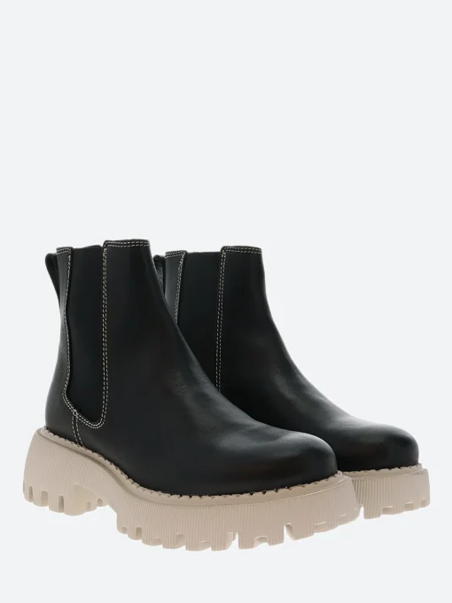 New - Posey Chelsea Boot Leather in Black and Beige Women Overalls & Jumpsuits | Boots