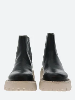 New - Posey Chelsea Boot Leather in Black and Beige Women Overalls & Jumpsuits | Boots