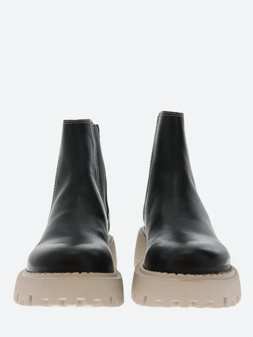 New - Posey Chelsea Boot Leather in Black and Beige Women Overalls & Jumpsuits | Boots