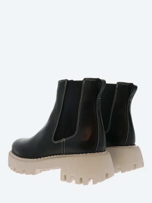 New - Posey Chelsea Boot Leather in Black and Beige Women Overalls & Jumpsuits | Boots