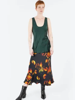 New - Long Bias Cut Skirt in Tulipa Black Women Skirts