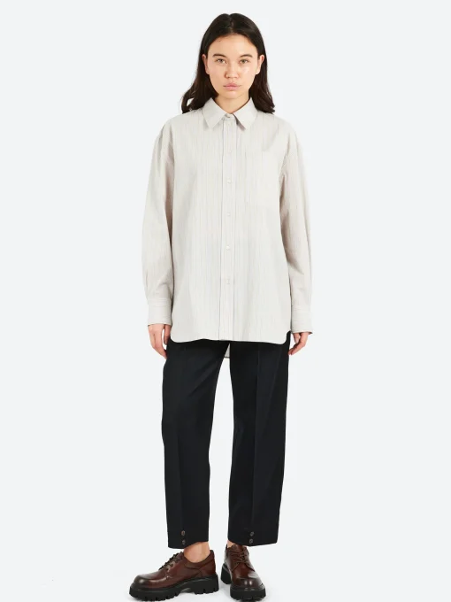 New - Carlotta Shirt in Gris Clair and Ecru Women Tops & Blouses | Button-Ups