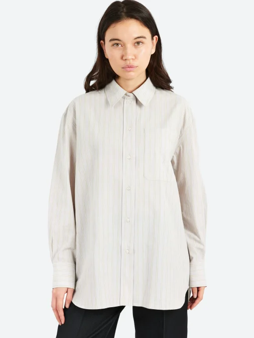 New - Carlotta Shirt in Gris Clair and Ecru Women Tops & Blouses | Button-Ups
