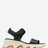 Best - Kinetic Impact Y-Strap High Wedge Sandal in Black and Chalk Women Mary Janes | Sandals