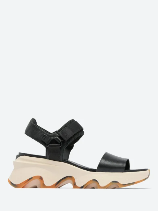 Best - Kinetic Impact Y-Strap High Wedge Sandal in Black and Chalk Women Mary Janes | Sandals