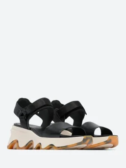 Best - Kinetic Impact Y-Strap High Wedge Sandal in Black and Chalk Women Mary Janes | Sandals