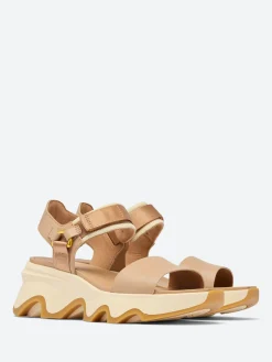 Clearance - Kinetic Impact Y-Strap High Wedge Sandal in Honest Beige and Honey White Women Mary Janes | Sandals