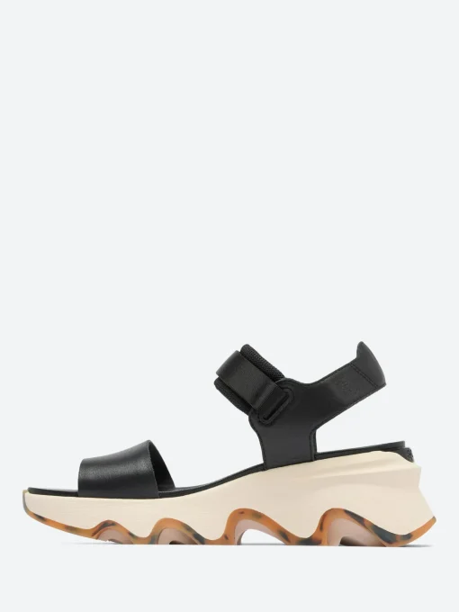 Best - Kinetic Impact Y-Strap High Wedge Sandal in Black and Chalk Women Mary Janes | Sandals