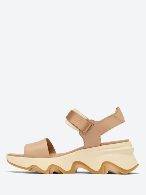 Clearance - Kinetic Impact Y-Strap High Wedge Sandal in Honest Beige and Honey White Women Mary Janes | Sandals