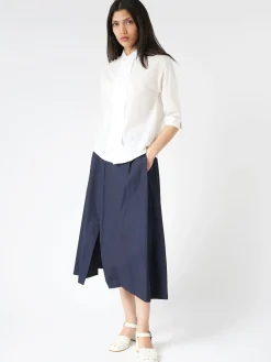 Discount - Decagon Skirt in Night Blue Cotton Women Skirts | Overalls & Jumpsuits