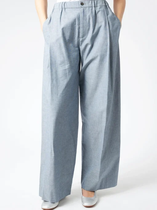 Best - Sphere Trouser in Aqua Cotton Women Pants