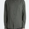 Discount - Button Down Flannel Shirt in Drill Green Button-Ups