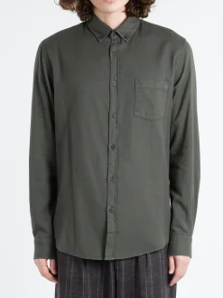 Discount - Button Down Flannel Shirt in Drill Green Button-Ups