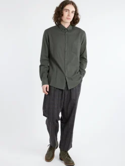 Discount - Button Down Flannel Shirt in Drill Green Button-Ups