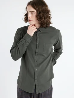 Discount - Button Down Flannel Shirt in Drill Green Button-Ups