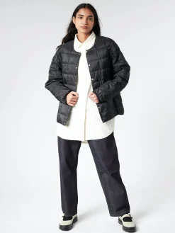 Clearance - Crew Neck Button Down Jacket in Women Outerwear | Overalls & Jumpsuits