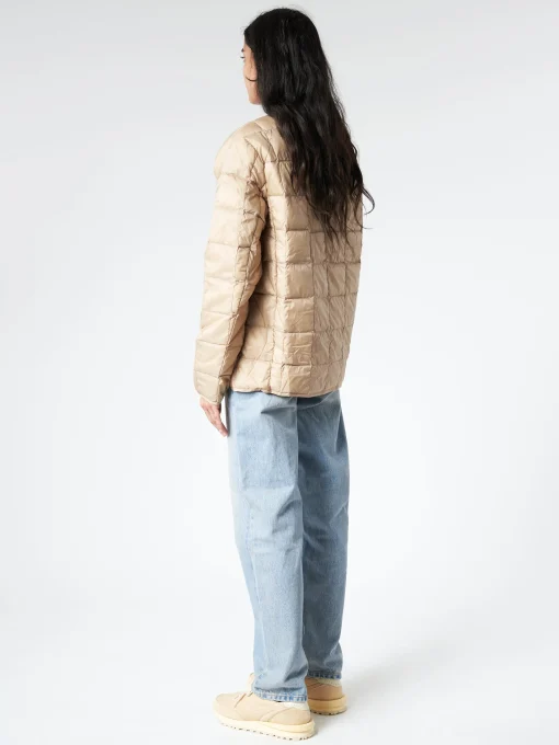 Fashion - Crew Neck Button Down Jacket in Soft Beige Women Outerwear | Outerwear