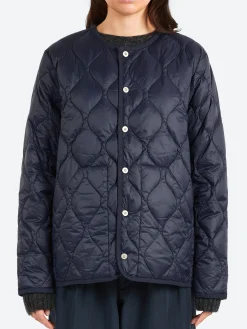 Fashion - Military Crew Down Jacket in Dark Navy Women Outerwear | Outerwear
