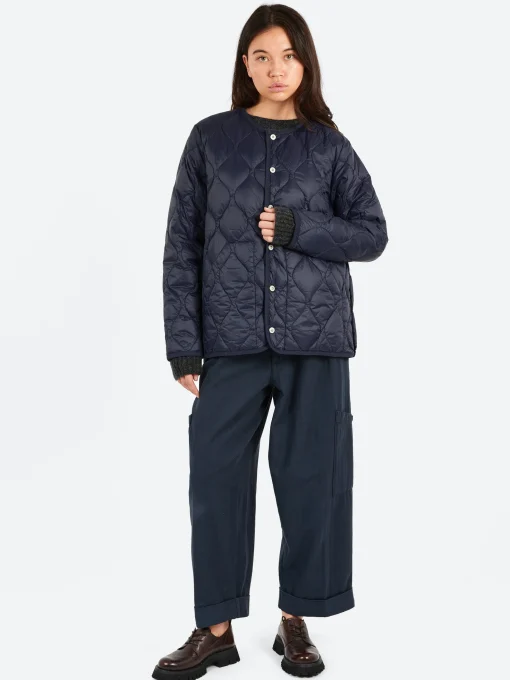 Fashion - Military Crew Down Jacket in Dark Navy Women Outerwear | Outerwear