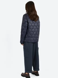 Fashion - Military Crew Down Jacket in Dark Navy Women Outerwear | Outerwear