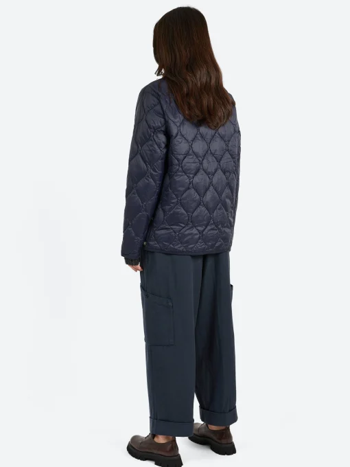 Fashion - Military Crew Down Jacket in Dark Navy Women Outerwear | Outerwear