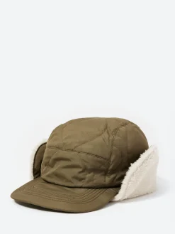 Fashion - Military Down Cap in Dark Olive and Cream Women Hats | Hats