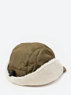 Fashion - Military Down Cap in Dark Olive and Cream Women Hats | Hats