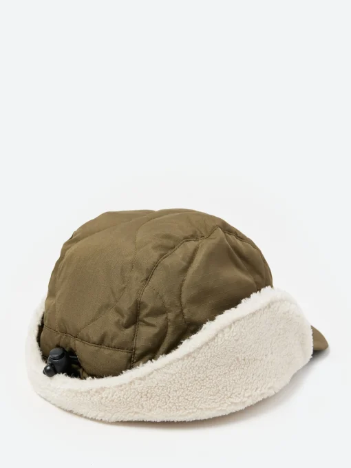 Fashion - Military Down Cap in Dark Olive and Cream Women Hats | Hats