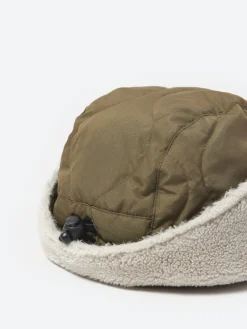 Fashion - Military Down Cap in Dark Olive and Cream Women Hats | Hats