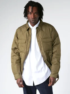 Best - Military Down Shirt in Dark Olive Women Outerwear | Outerwear