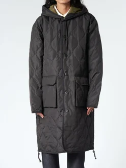 Clearance - Military Hood Long Down Coat in Women Outerwear | Overalls & Jumpsuits