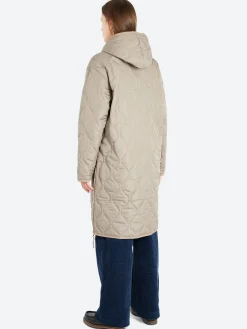 Fashion - Military Hood Long Down Coat in Light Mocha Women Outerwear | Overalls & Jumpsuits