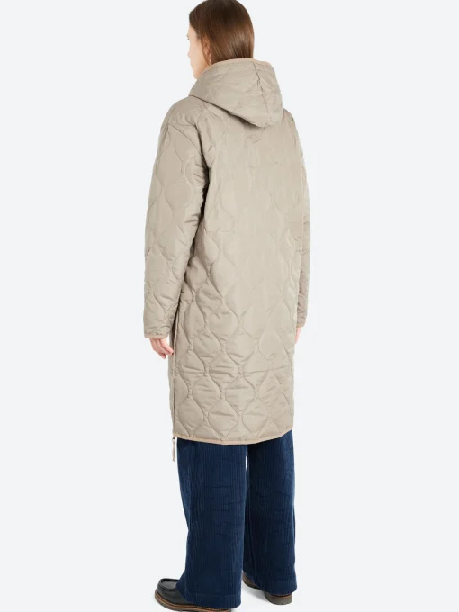 Fashion - Military Hood Long Down Coat in Light Mocha Women Outerwear | Overalls & Jumpsuits