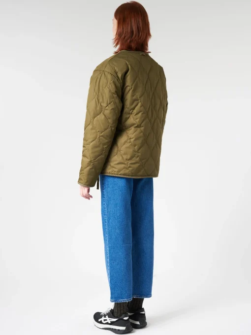 Online - Military Reversible Crew Neck Down Jacket in Olive and Cream Women Outerwear | Overalls & Jumpsuits