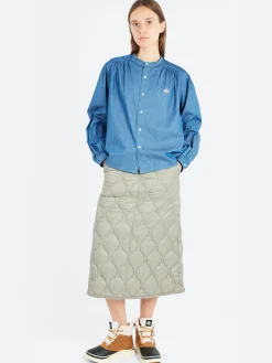 Sale - Military Snap Button Down Skirt in Dark Sage Women Skirts